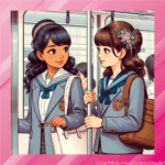 【画像有】電車内で下半身が隙だらけの女子高生グループ